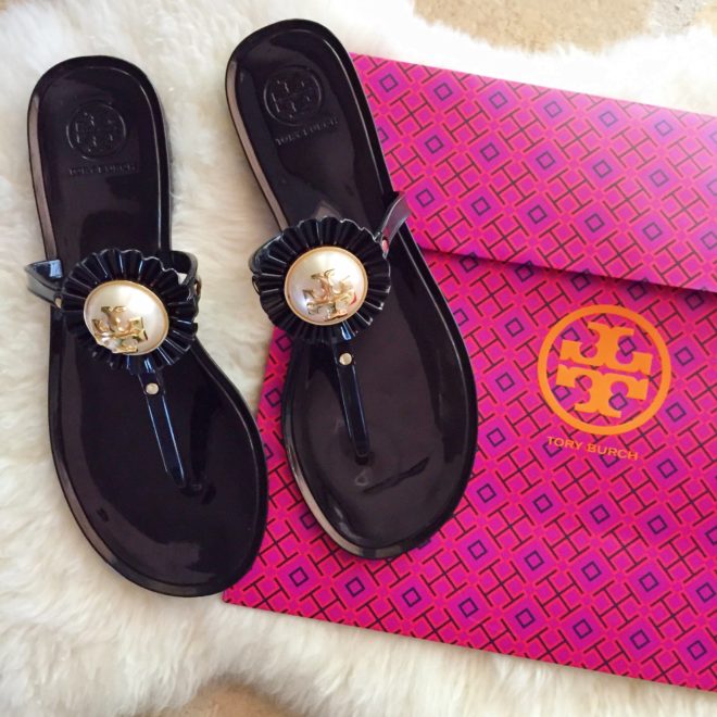 tory burch melody pearl jelly sandals - The Double Take Girls
