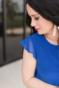 As a major fan of blue, I had to wear this floral skirt and ruffle sleeve blouse. I loved how this Hydragea Bouquet Gatehered A-Line Skirt has a full silhouette but is still flattering. It even has pockets! The fabric is soft and doesn't wrinkle, which is always a huge plus. The skirt {available in size 0-14} pairs perfectly with this Flutter Sleeve Mixed Media Blouse. This vivid top comes in size XS-XL and doesn't wrinkle either. The fabric is perfect for tucking into a skirt without adding bulk at the waistline {which we always love}. This colorful look could easily be dressed up or down. Just add a denim jacket and sandals for an easy yet chic look perfect for spring and summer! If you love gorgeous floral prints like we do, definitely check CeCe's mix and match items featuring the Hydrangea Bouquet print here. The handkerchief blouse is so cute! Here's some of our favorite items. {slider below} Thank you so much for stopping by our blog today. Make sure to check out the whole CeCe collection here plus lots of exclusive styles that are only available at Dillard's. Have a fabulous weekend!