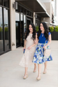 As a major fan of blue, I had to wear this floral skirt and ruffle sleeve blouse. I loved how this Hydragea Bouquet Gatehered A-Line Skirt has a full silhouette but is still flattering. It even has pockets! The fabric is soft and doesn't wrinkle, which is always a huge plus. The skirt {available in size 0-14} pairs perfectly with this Flutter Sleeve Mixed Media Blouse. This vivid top comes in size XS-XL and doesn't wrinkle either. The fabric is perfect for tucking into a skirt without adding bulk at the waistline {which we always love}. This colorful look could easily be dressed up or down. Just add a denim jacket and sandals for an easy yet chic look perfect for spring and summer! If you love gorgeous floral prints like we do, definitely check CeCe's mix and match items featuring the Hydrangea Bouquet print here. The handkerchief blouse is so cute! Here's some of our favorite items. {slider below} Thank you so much for stopping by our blog today. Make sure to check out the whole CeCe collection here plus lots of exclusive styles that are only available at Dillard's. Have a fabulous weekend!