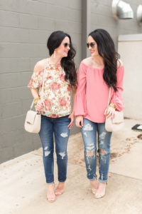 wayf-summer-tops-nordstrom-floral-peach-cold-shoulder-off-the-shoulder