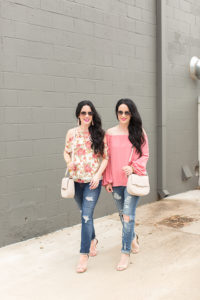 wayf-summer-tops-nordstrom-floral-peach-cold-shoulder-off-the-shoulder