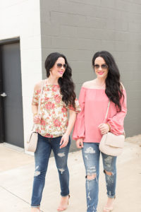 wayf-summer-tops-nordstrom-floral-peach-cold-shoulder-off-the-shoulder