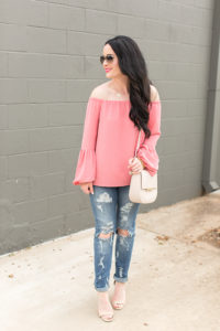 wayf-summer-tops-nordstrom-floral-peach-cold-shoulder-off-the-shoulder