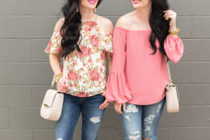 wayf-summer-tops-nordstrom-floral-peach-cold-shoulder-off-the-shoulder