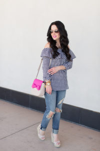 ann-taylor-flash-sale-gingham-top-denim-ruffle-off-the-shoulder