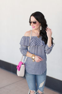 ann-taylor-flash-sale-gingham-top-denim-ruffle-off-the-shoulder