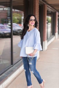blue-blouse-nordstrom-bow-ruffle-sale-pleione