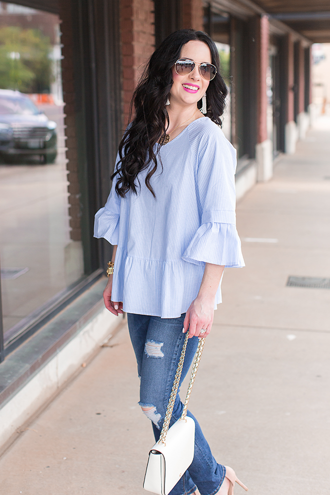 Blue Bow & Ruffle Blouses | Weekend Sister Style - The Double Take Girls