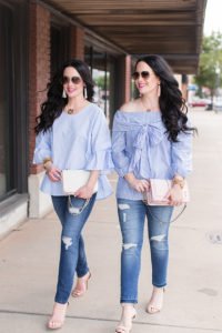 blue-blouse-nordstrom-bow-ruffle-sale-pleione