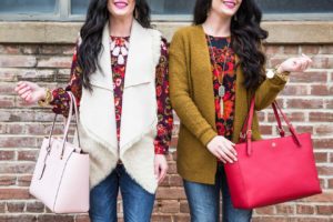 loft-thanksgiving-outfit-ideas-floral-faux-fur-vest-tory-burch-totes