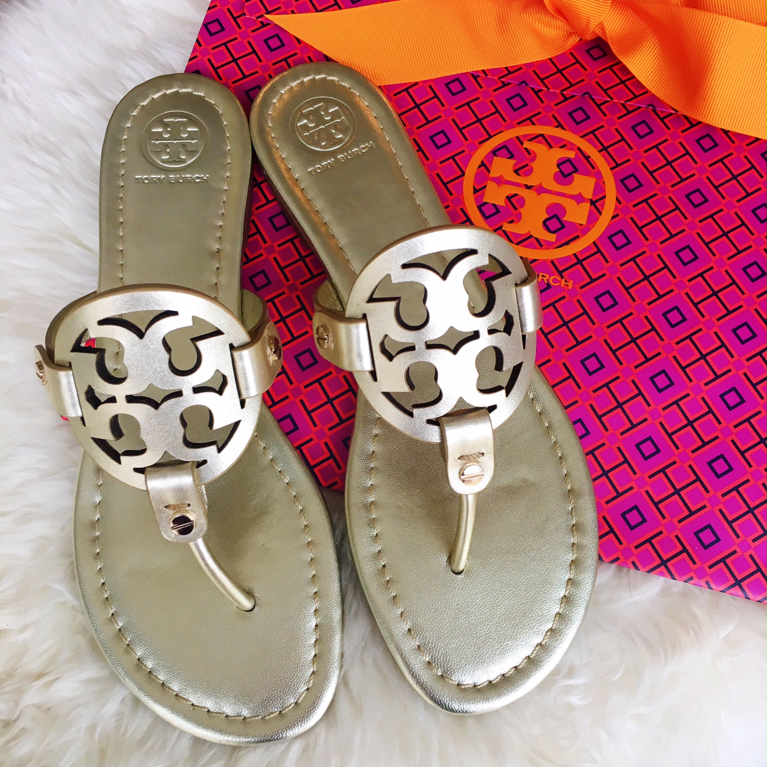 tory burch miller sandal spark gold