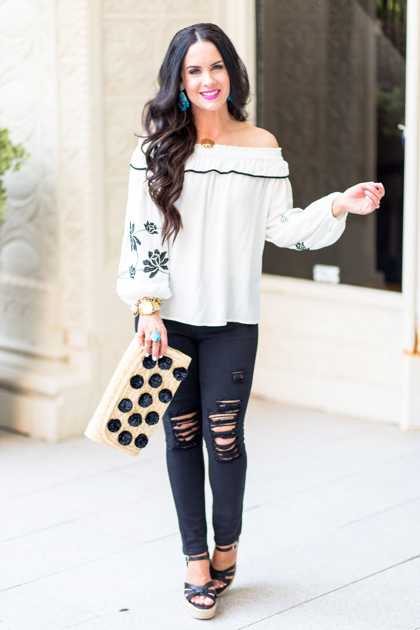 Friday Five + Embroidered Off The Shoulder Blouses