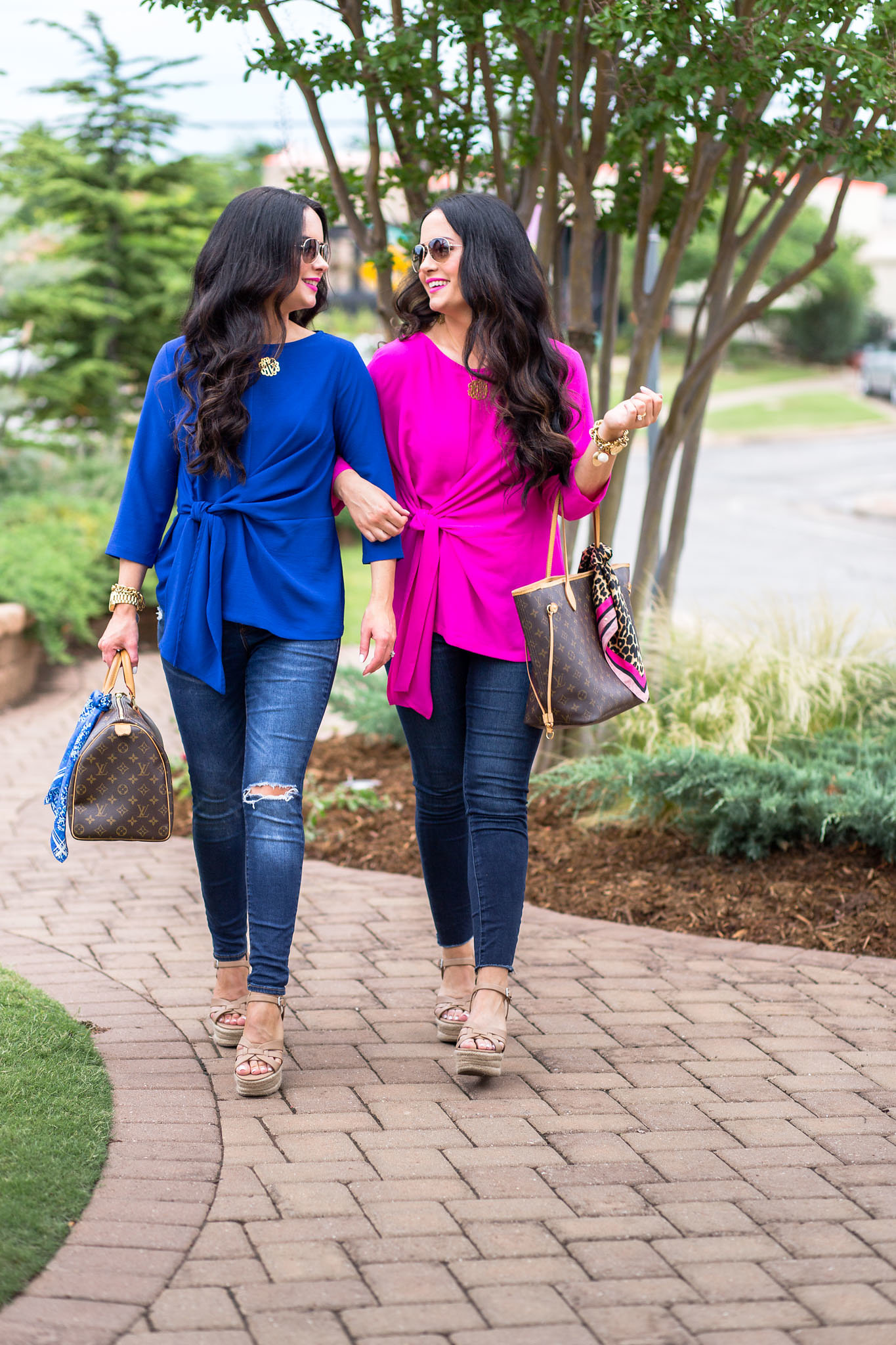 Summer IT Blouse & Wedges + Louis Vuitton Bags