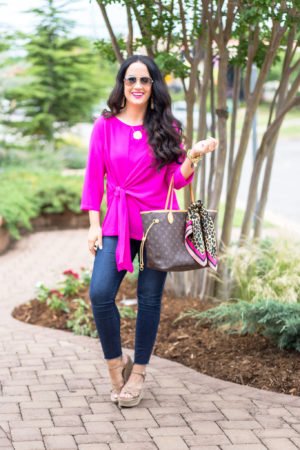 gibson-tie-front-blouse-blue-hot-pink-nordstrom