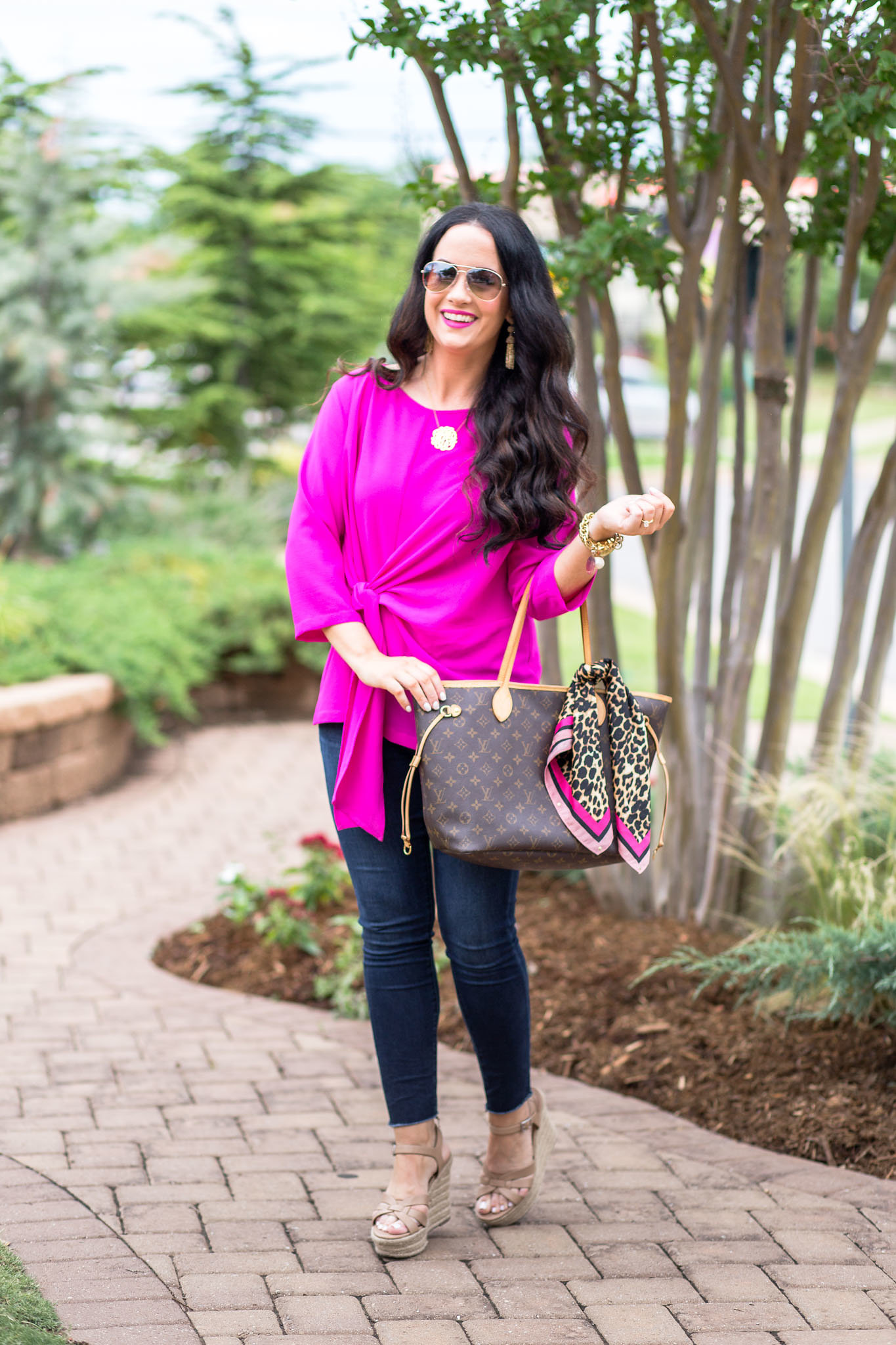 gibson-tie-front-blouse-blue-hot-pink-nordstrom