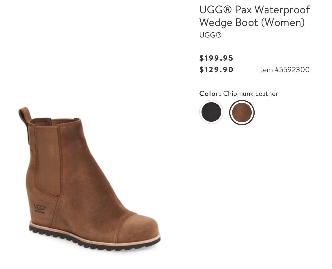 ugg pax waterproof wedge boot chipmunk leather