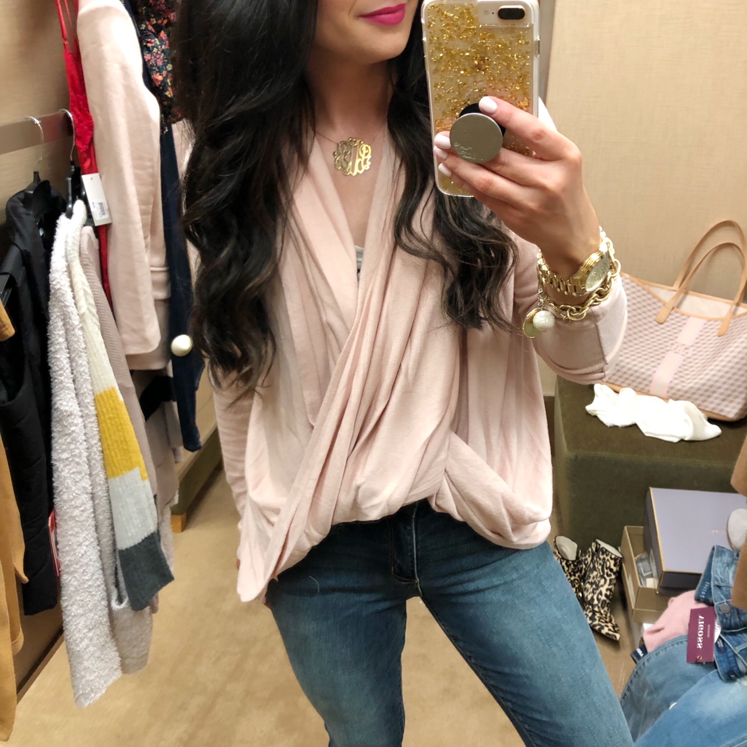 gibson pink wrap top - The Double Take Girls