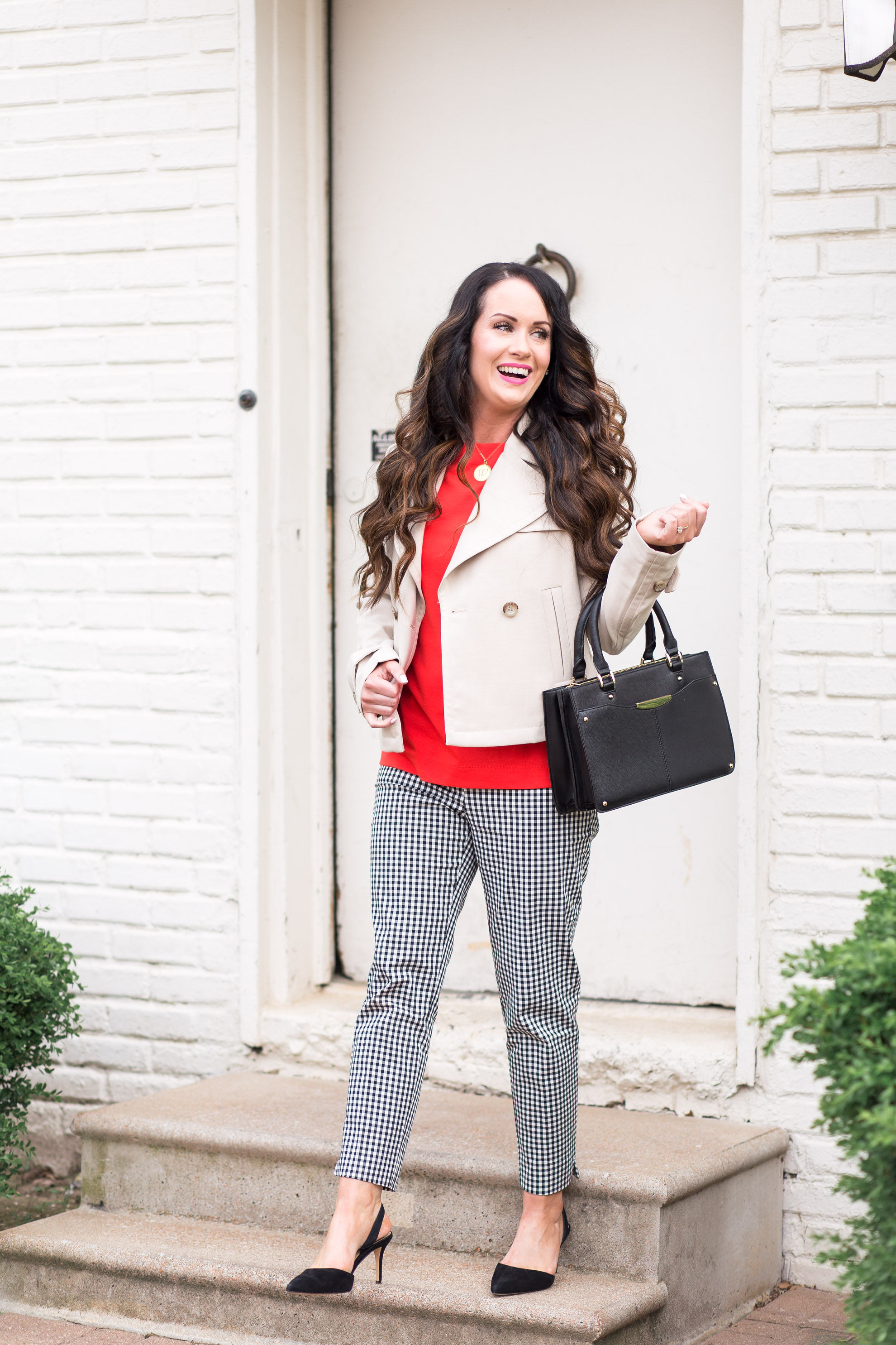 ann-taylor-spring-workwear-ideas-gingham-trench-jacket