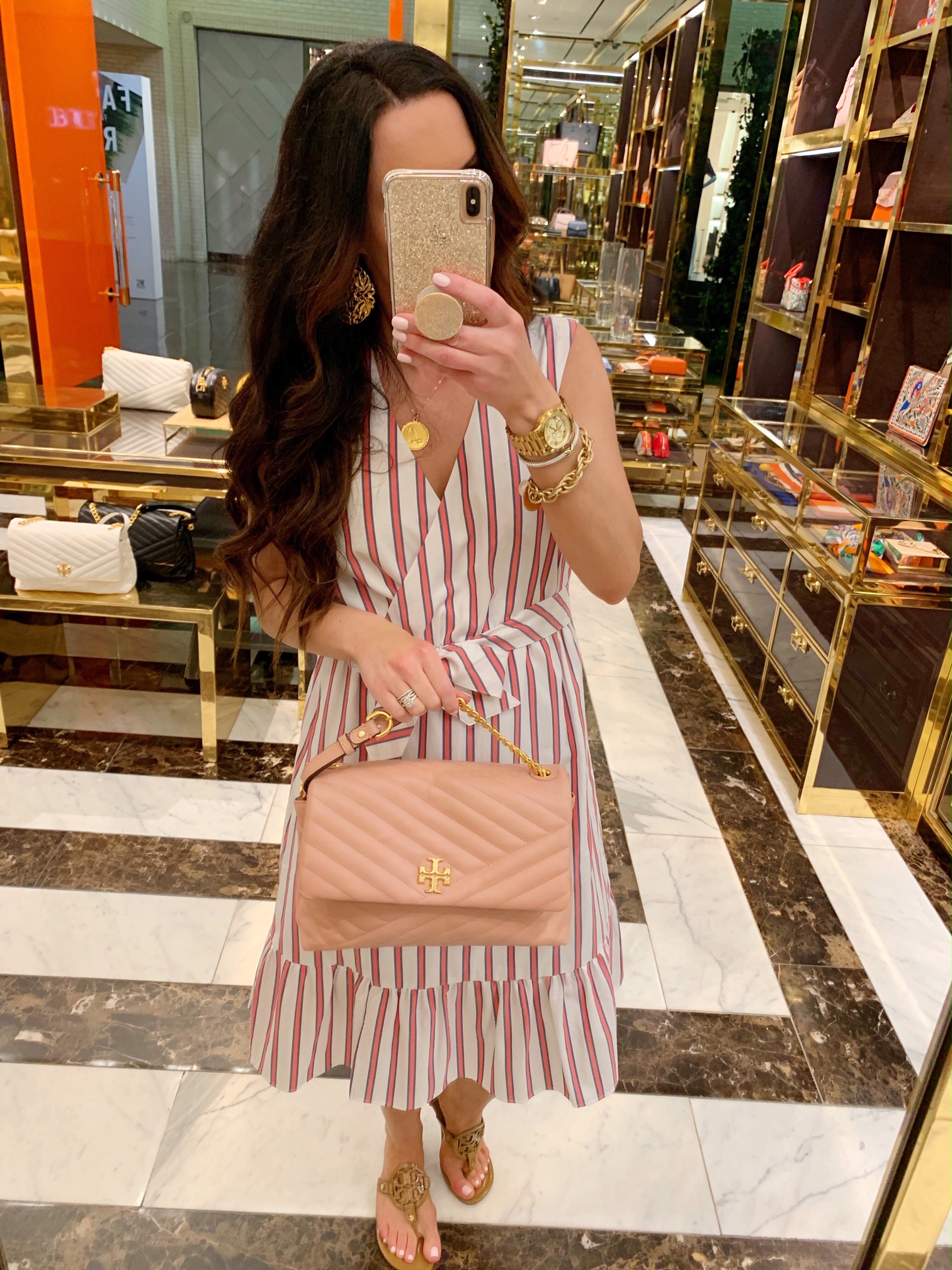 tory burch kira chevron outfit