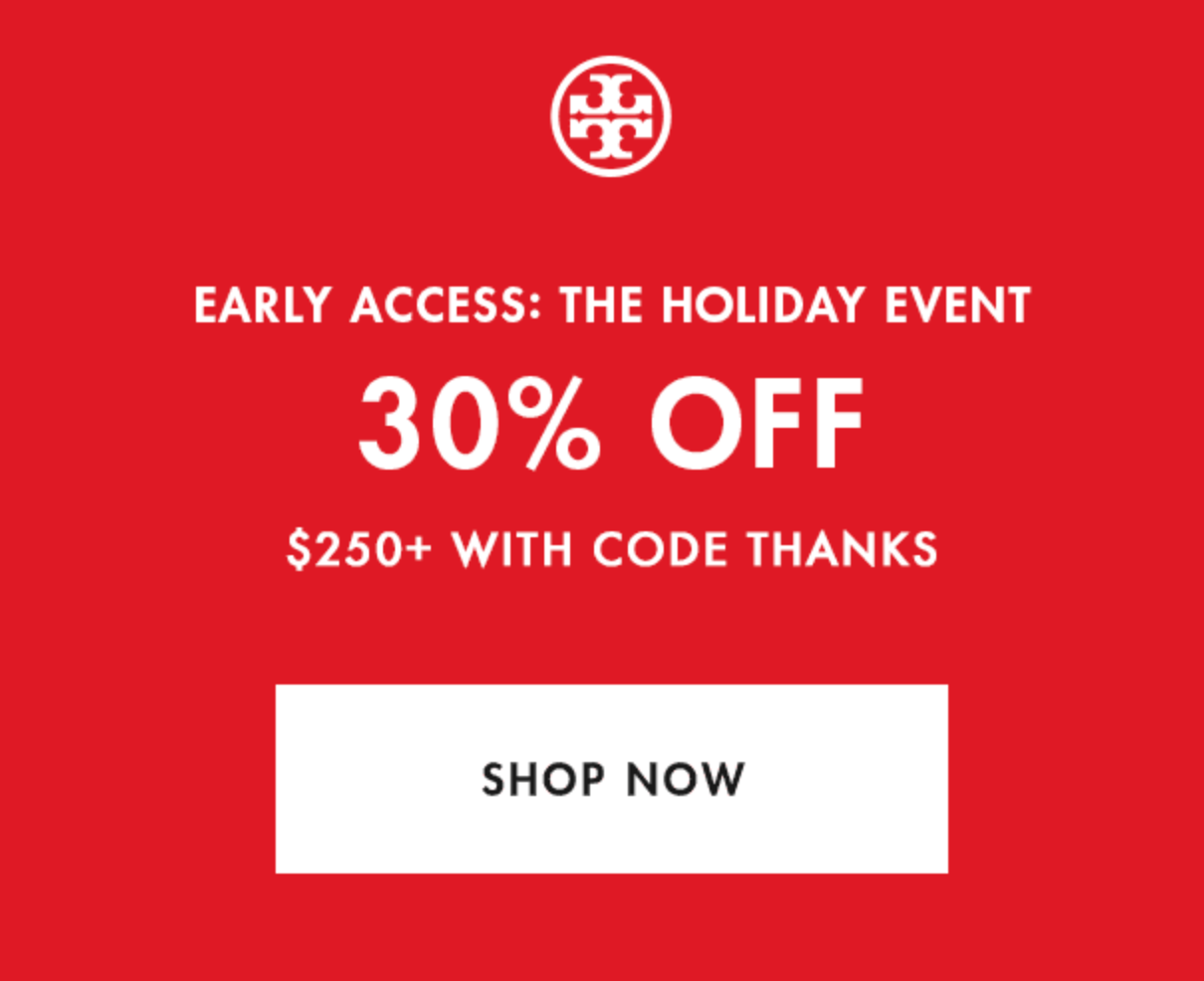 Tory Burch 30% Off Holiday Event 2019 - The Double Take Girls