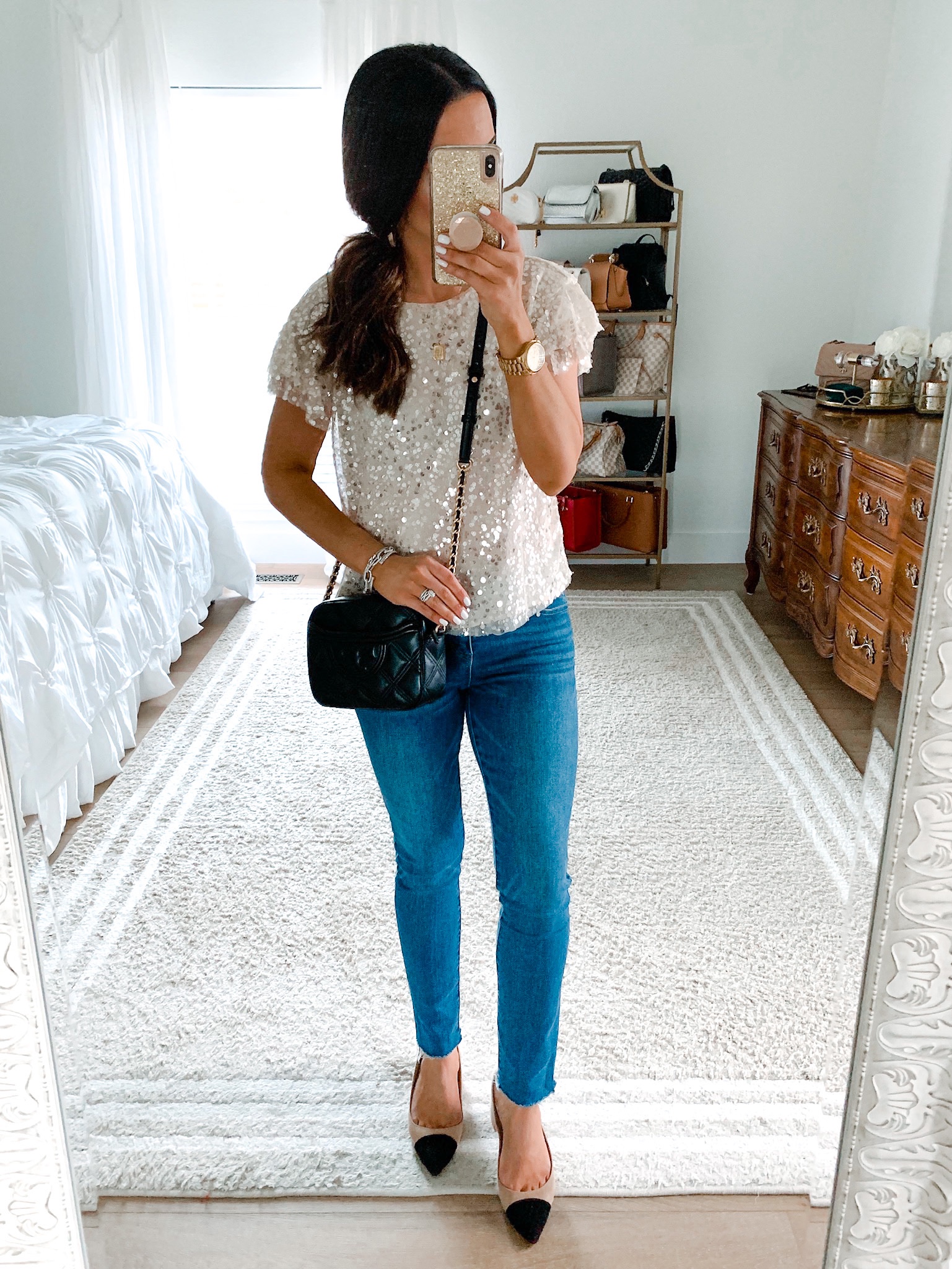 Anthropologie sequin top shop