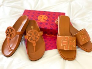 Double T Leather Sandals in White - Tory Burch