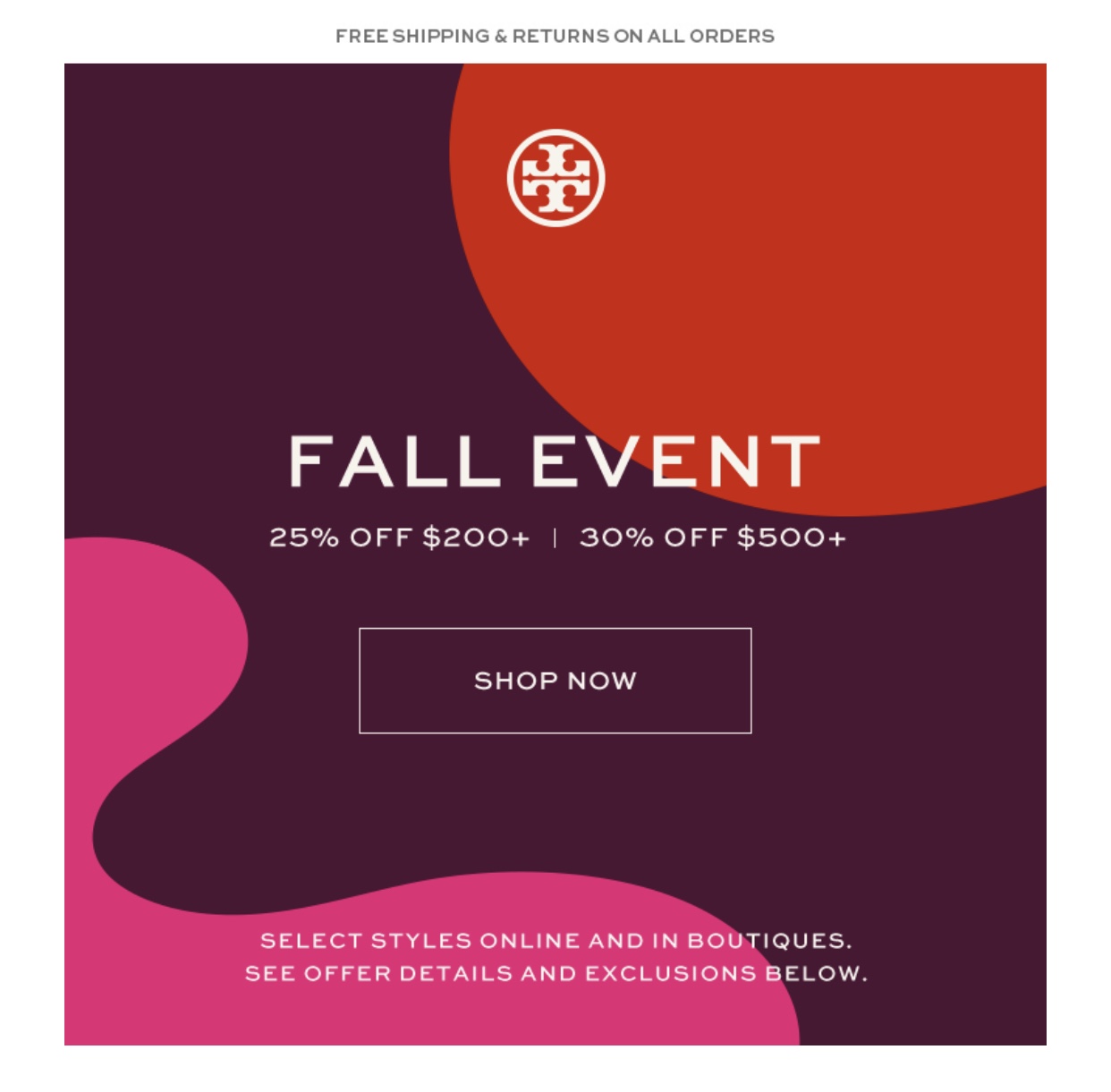 Tory burch fall clearance event